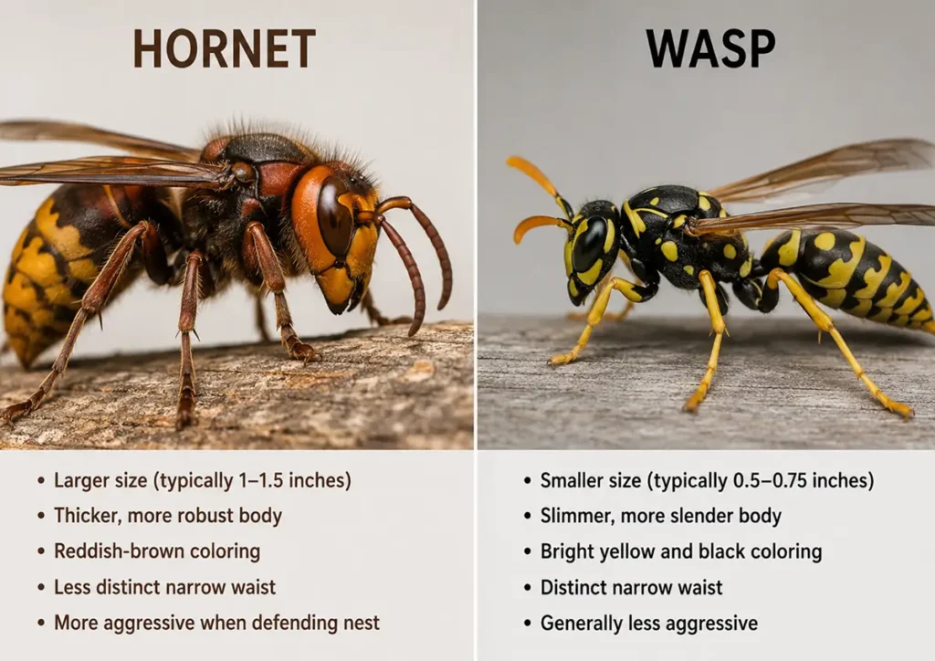 Can You Spot the Difference? Hornets vs. Wasps 2 A comparison of hornets and wasps.