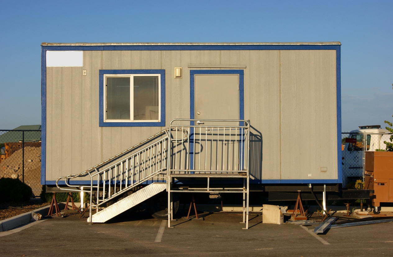 Construction job trailer on an active site, protected from rodents by U.S. Pest Protection