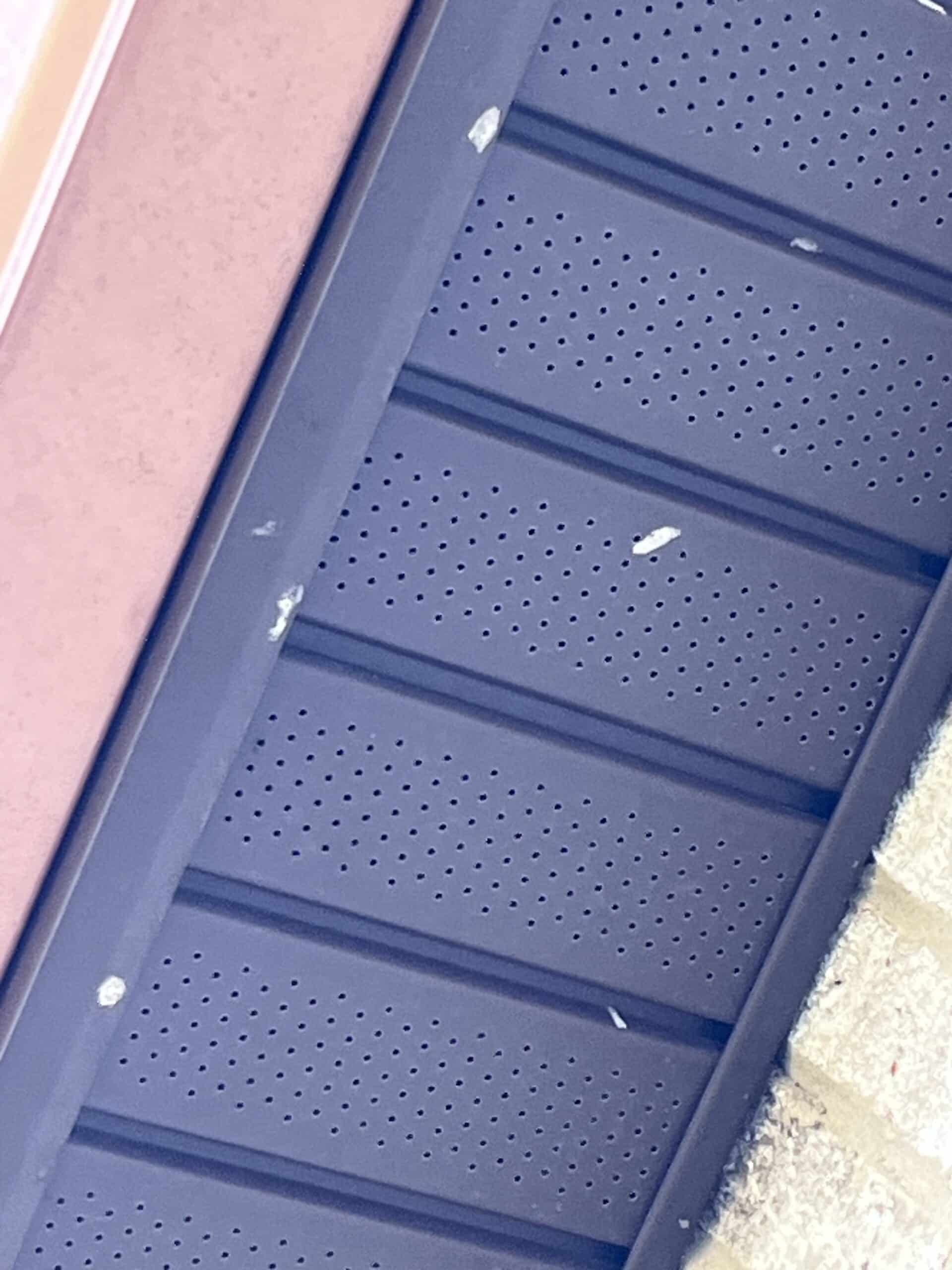 Moth cocoons on the vinyl soffit of a Bell Buckle home, photographed by Pest Pro Devin